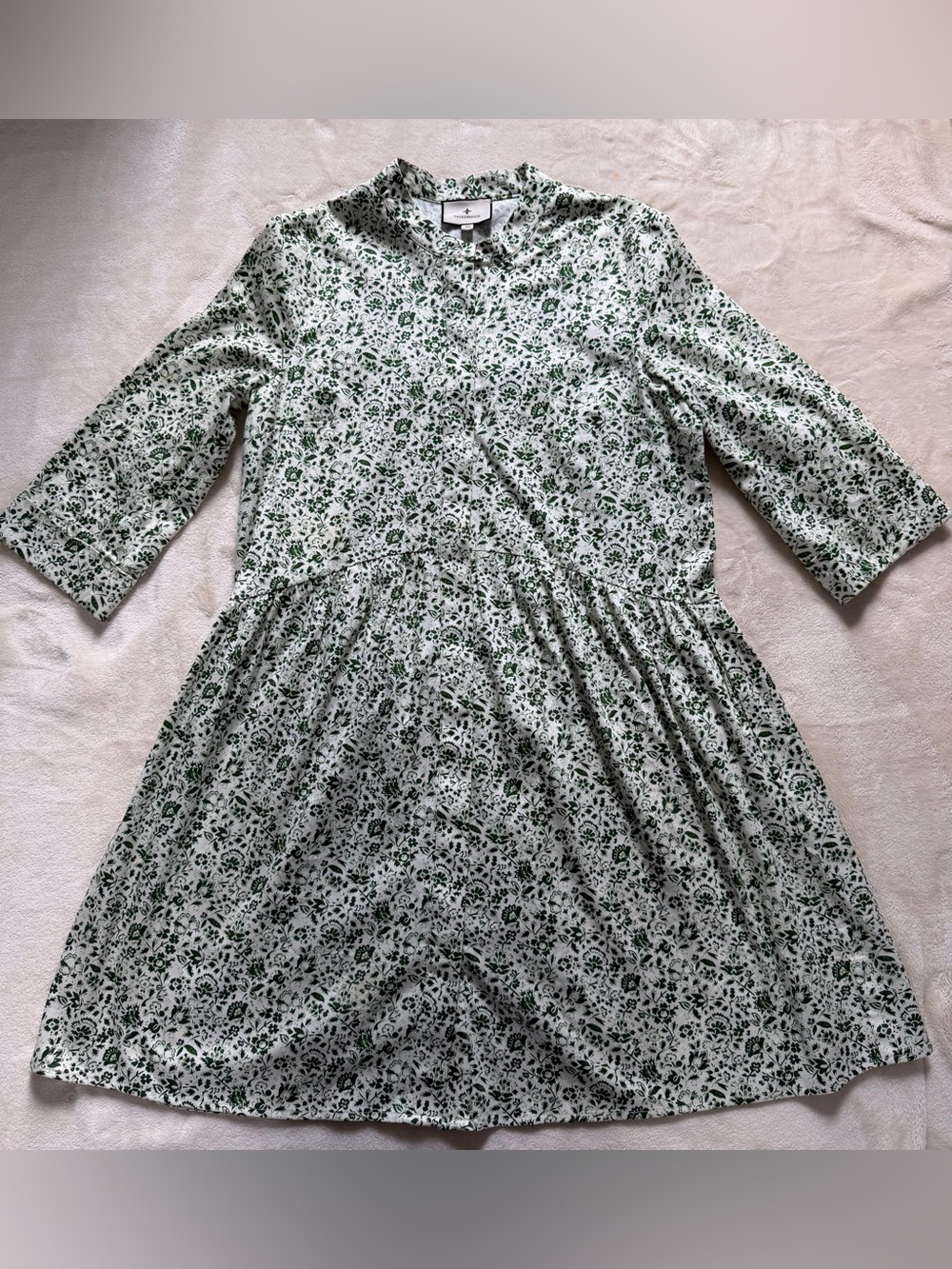 Tuckernuck Royal Shirt Dress in Ditsy Meadow Green Floral Cottagecore
